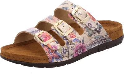 Produktbild von Rohde Damen Pantolette farbenfrohe Blüten Memoryfoam bequem Rodigo-D 5874, Größe:37 EU, Farbe:Beige