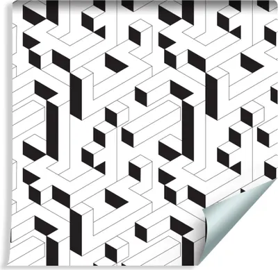 Zdjęcie produktu dla Tapeta Ścienna Czarno-Biały GEOMETRYCZNY Wzór 3D Ozdoba idealna do Salonu modny efekt 3D
