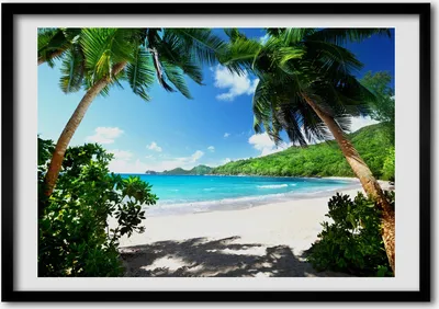 Produktbild von Bild - Bilder - Bilderrahmen - 70 cm x 50 cm - MDF-Rahmen, Wandkunst Seychellen-Strand