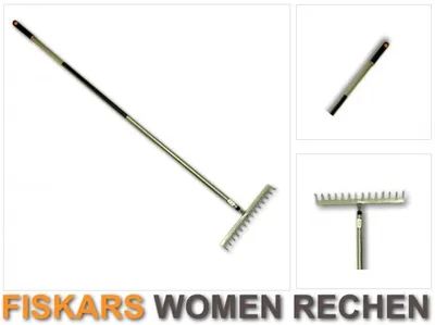Zdjęcie produktu dla Fiskars 1000652, Grabie ogrodowe, Stal, Aluminium, Aluminium, Czarny, 154 cm, 358 mm