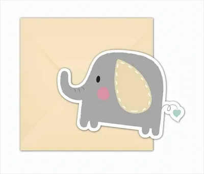 Produktbild von Elefantenbaby-Einladungen mit Umschlägen, 6 Stück.