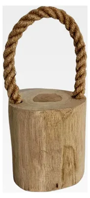 Produktbild von Türstopper aus Holz 1,4 kg Maritim Rustikal Holzstamm mit Kordel Teakholz Natur