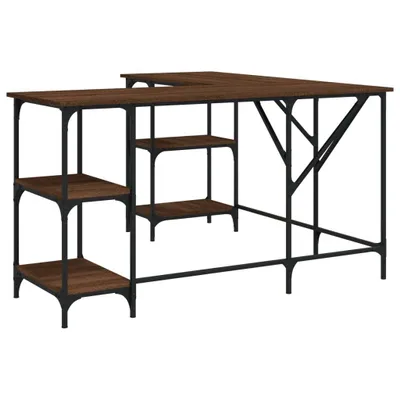 Image de Bureau chêne marron 139x139x75 cm bois d'ingénierie