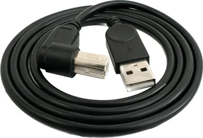 Produktbild von SYSTEM-S USB 2.0 Kabel 100 cm Typ B Stecker zu A Stecker Winkel in Schwarz
