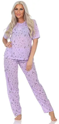 Produktbild von Damen Pyjama zweiteiliger Schlafanzug Pyjama-Set, Flieder/2XL/44