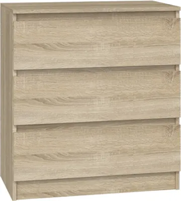 Produktbild von VBChome Kommode mit 3 Schubladen 70 x 40 x 77 cm Eiche Sonoma Grifflose Schubladenkommode Mehrzweckschrank für Flur Schlafzimmer Wohnzimmer Kinderzimmer Modern Eiche Sonoma