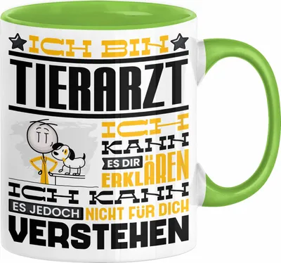 Produktbild von Tierarzt Geschenk Tasse Geschenkidee für Tierarzt Geburtstag Lustiger Spruch Ich Bin Tierarzt Ich Kann Es Dir Erklären Aber Nicht Für Dich Verstehen (Grün)