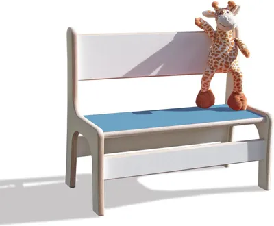 Produktbild von Weiße Kinderbank mit hellblauer Sitzfläche