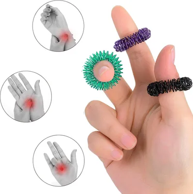 Produktbild von 40 Stück Akupressur Ring Set, Massageringe für Finger Akupressurring, Massage Ring für Stress Reduzierstück und Förderung der Durchblutung, Fingermassage oder Zehenmassage