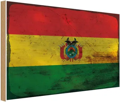 Produktbild von vianmo Holzschild 30x40 cm Bolivien Bolivia Flagge Fahne Wappen