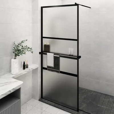 Obrázek produktu pro vidaXL Sprchová zástěna s policí pro sprchový kout černá 90x195 cm ESG - Sprchové zástěny