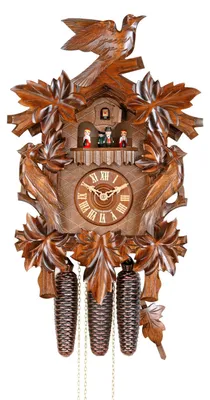 Produktbild von Cuco Clock Kuckucksuhr Schwarzwalduhr "Tanzende Paare" 28 x 33 x 46cm Wanduhr aus Holz, 8 - Tage Werk, automatische Nachtabschaltung