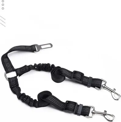 Produktbild von INF Doppelter Hunde Sicherheitsgurt: Verstellbare Nylon Leine für Auto Reisen Schwarz