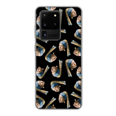 Produktbild von MuchoWow® Handyhülle Schutzhülle Hülle für Samsung Galaxy S20 Ultra Das Mädchen mit dem Perlenohrring - Muster - Vermeer Silikon Softcase Handy Hülle - Karteninhaber