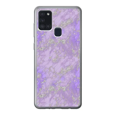 Produktbild von MuchoWow® Handyhülle Schutzhülle Hülle für Samsung Galaxy A21s Marmor - Lila - Muster Silikon Softcase Handy Hülle - Hartschale