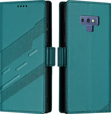 Produktbild von Hülle für Samsung Galaxy Note 9, Kunstleder Brieftaschen Handyhülle mit Kartenfach und Standfunktion Grün
