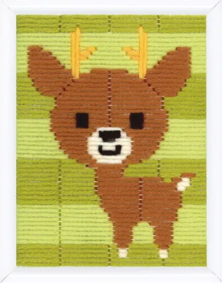 Produktbild von Stickset Vervaco "Petit faon" mit Rückstichtechnik, bedrucktes Motiv, Leinwand, 12,5 x 16 cm