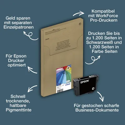 Produktbild von Epson 4-Farben-Multipack 406XL Umbrella DURABrite Ultra EasyMail-Tinte, High (L) Yield, 19,1 ml, 1 Stück(e)