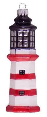 Glas-Weihnachtsbaum-Anhänger Leuchtturm, 10 cm, mundgeblasen