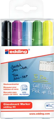 Produktbild von Edding 90, 5 Stück(e), Schwarz, Hellblau, Hellgrün, Violett, Gelb, Rundspitze, Mehrfarbig, Rund, 2 mm