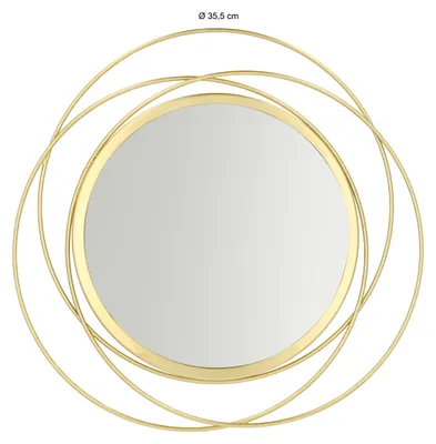 Immagine prodotto di QUVIO Specchio - Specchio decorativo - Specchio da parete - Appeso - Rotondo - Oro - Metallo - 35,5 cm (d)