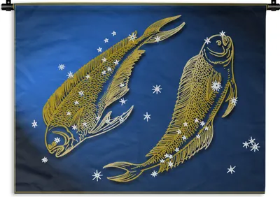 Produktbild von MuchoWow® Wandteppich Wandbehang Sternzeichen - Fische - Sterne 60x45 cm Tapisserie Dekoration Wandtuch - Das Schlafzimmer