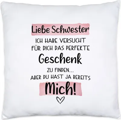 Produktbild von Schwester Geschenk Kissen Inkl. Füllung Mit Spruch Lieblingsschwester Geschenkidee Humor Sarkasmus