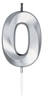 Obrázok produktu pre Číselná sviečka na tortu, 6 cm, strieborná, 0