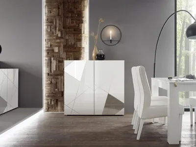 Produktbild von Highboard mit 2 Türen - Weiß lackiert - CANTIANO