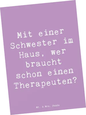 Produktbild von Mr. & Mrs. Panda Postkarte Spruch Schwester Glück - Lavendeltraum - Geschenk, Ansichtskarten, Geschenke, Ansichtskarte, Grußkarte, Dankeschön, Geschwisterliebe, Verwandte