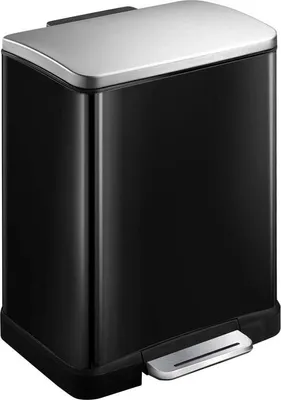 Produktbild von EKO - E-Cube Recycling Treteimer 10+9 Liter - Stainless steel Plastic  - Schwarz, Matt Edelstahl