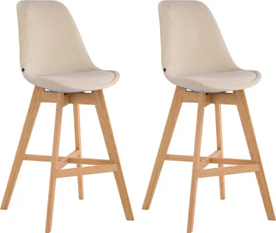 Produktbild von 2er Set Barhocker HLO-CP12 Samt natura creme