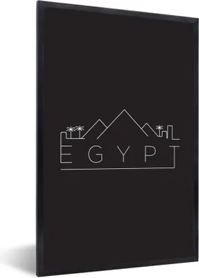 Produktbild von MuchoWow® MuchoWow® Gerahmtes Poster Skyline "Ägypten" weiß auf schwarz 60x90 cm - Poster mit zchwarzem Bilderrahmen - Kunst
