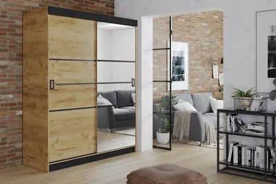 Produktbild von RETRO Kleiderschrank 167 cm. Variante: Farbe Eiche Craft Gold, Größe 167x205x59