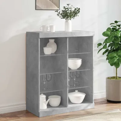 Produktbild von vidaXL Sideboard mit LED-Leuchten Betongrau 81x37x100 cm