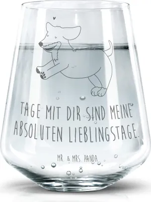 Produktbild von Mr. & Mrs. Panda Glas Hund Dackel - Transparent - Geschenk, Dekoglas, Sprüche, Herz, Wasserglas, Trinkglas, Trinkgefäß, Hunde, Tumbler