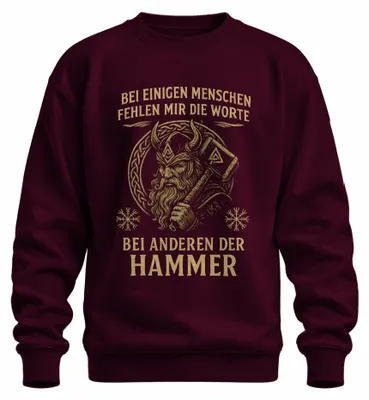 Imagen del producto de No encuentro las palabras. Sudadera con capucha "Viking Thor", color burdeos, talla XL