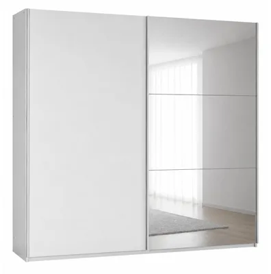Produktbild von Schiebeschrank VIGO 250 cm mit Spiegel – kompakter Kleiderschrank Schiebetürenschrank modern (Weiss)