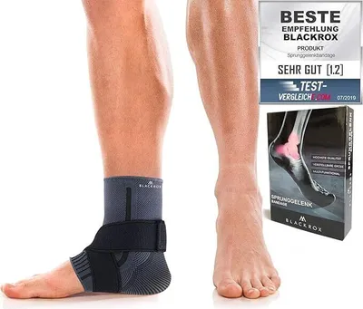 Produktbild von BLACKROX Sprunggelenkbandage, Vergleichssieger, Knöchelbandage, Sprunggelenk Bandage, Sport, Handball, Fußball, Volleyball, Fußbandage, Schwarz, Gr. L