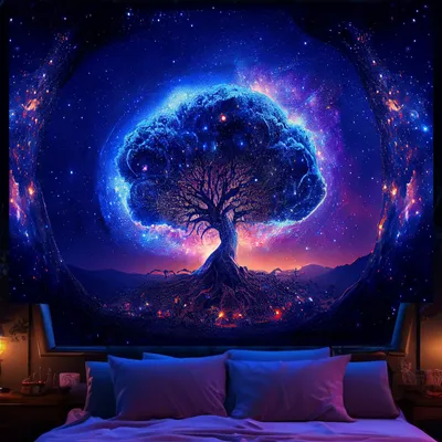 Produktbild von Wandteppich Lebensbaum, schwarz, 130 cm, für Wohn- und Schlafzimmer