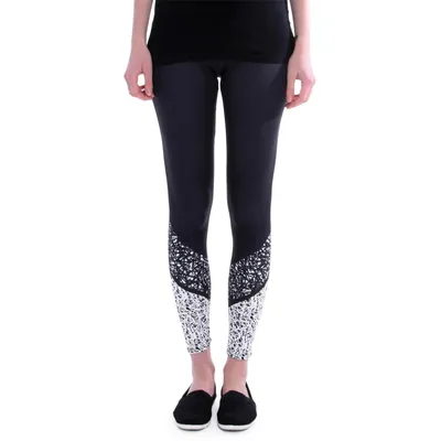 Produktbild von cosey - bedruckte bunte Leggins High Waist - Einheitsgröße - - Design Workout schwarz/weiß