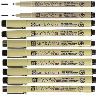 Immagine prodotto di Set di 6 pennarelli fineliner neri SAKURA PIGMA MICRON