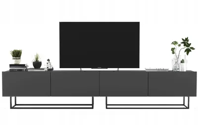 Zdjęcie produktu dla Szafka RTV Komoda Loft Industrialna Grafit Mat zestaw 240 cm stelaż