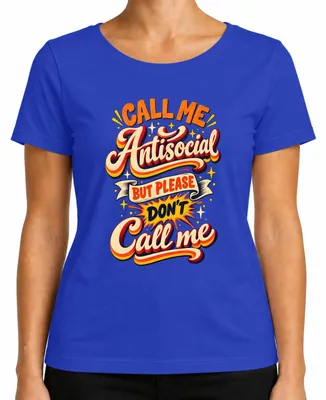 Imagen del producto de Camiseta para mujer, color azul, talla L, con el texto: "Llámame antisocial, pero por favor, no me llaméis Lustig. Sarcasmo. Ironía."