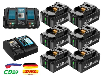Image de Batterie de rechange, capacité de 8 000 mAh, compatible avec les outils 18 V, chargeur 1 × 8,0 Ah 4 A
