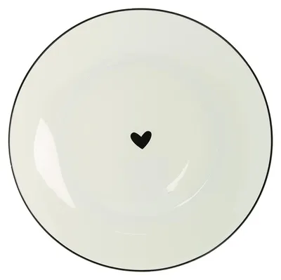 Immagine prodotto di Piatto da colazione Clayre & Eef Ø 20 cm Bianco Nero Porcellana Cuori
