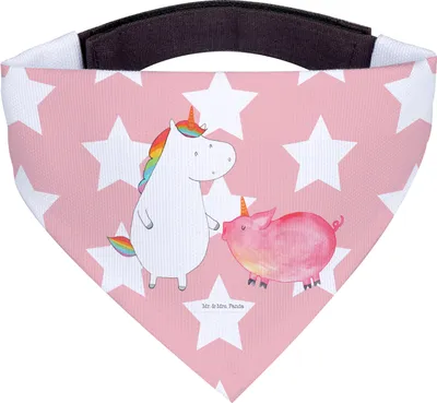 Produktbild von Mr. & Mrs. Panda Dreieckstuch Einhorn Schwein - Rot Pastell - Geschenk, Bandana, Einhörner, Unicorn, Halstuch Hund, Für Hunde, Hundehalstuch, Freundin, Schweinhorn