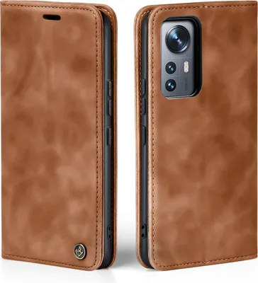 Produktbild von Handy Hülle für Xiaomi 12 / 12X Klapphülle Bookcase Flip Cover Handy Tasche Etui Farbe: Hellbraun