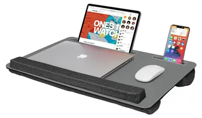 Produktbild von Laptop-Ständer – Smartphone-Halterung – ergonomischer Ständer mit Handballenauflage – platzsparend und tragbar