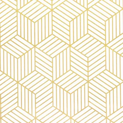 Produktbild von Géométriques dorées-Papier – Autocollant doré – Wanddekoration – Weißes Papier – 45 x 600 cm – Weihnachts-Geschenkpapier